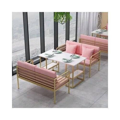 Chinafurniture milk tea shop fabric small sofa net red restaurant casual coffee shop card seat sofa marble table and chair