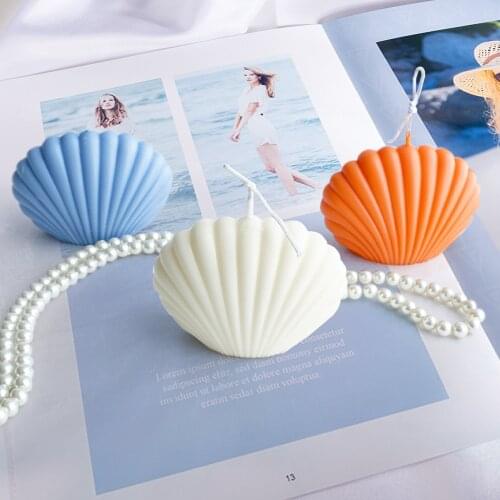 DIY Seashell Candle Mold Handmade Candle Mould Plastic Acrylic Aroma Candle Making Soap Moulds Cake Clay Craft 3D Scallop Molds