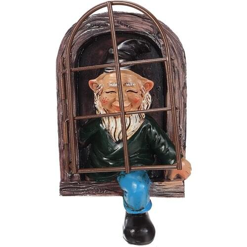 Lawn Art Resin Sculpture Elf Out The Door Tree Outdoor Garden Decor Gnomes Resin Statues Miniature Sculptures