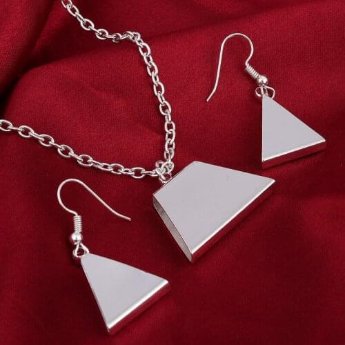 Fashioin Silver Plated Geometric Necklace Earrings Jewelry Set For Women Cheap Price 2pcs/set Chain Necklaces Women Earrings Set
