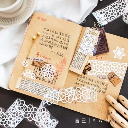 Lisas Lace Skirt Collection Hollow Washi Masking Tape Release Paper Stickers Scrapbooking Stationery Decorative Tape