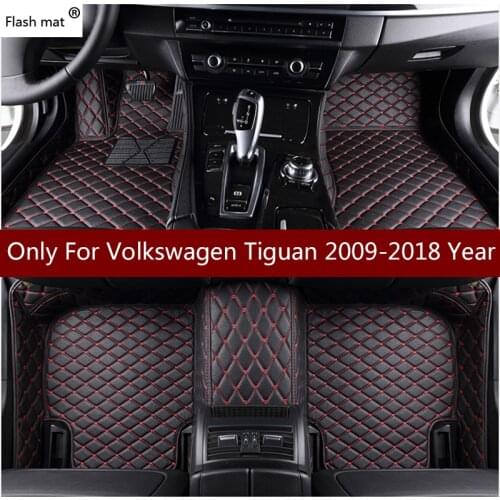 Flash mat leather car floor mats for Volkswagen vw Tiguan 2009-10-11-12-13-14-15-16-17 Custom foot Pads automobile carpet covers