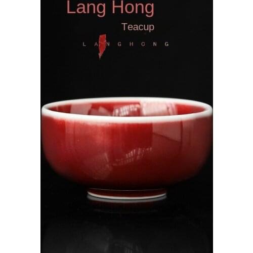 Lang Hongfusheng Cup Tea Set Jingdezhen Red Glaze Ceramic Kung Fu Tea Set Large Teacup Ceramic Teacups Single Cup Host Cup