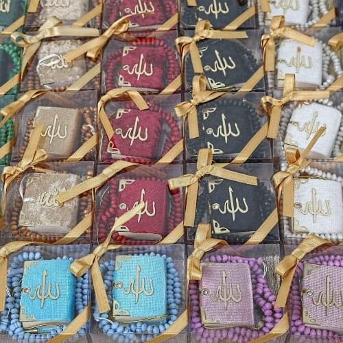 9 Piece Lüx Muslim Gift Horizontal Boxed Mini Islamic Quran Scented Rosary Set Ramadan Prayer Quality Muslim Worship Mawlid Set