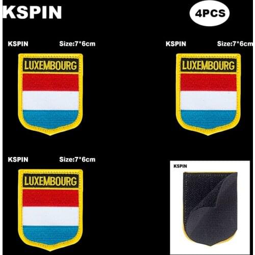 National Flag Patch Hook Loop Luxembourg Badges Armband 3D Stick on Jacket Backpack Stickers