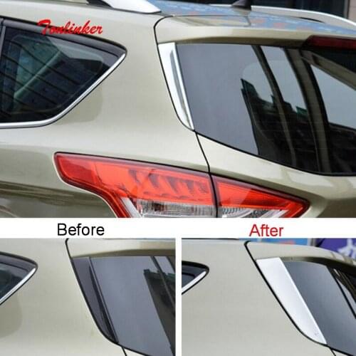 Tonlinker Exterior Rear Tailgate Windows Beside Cover Stickers for Ford Kuga 2013-19 Car styling 2 PCS ABS Chrome Cover stickers