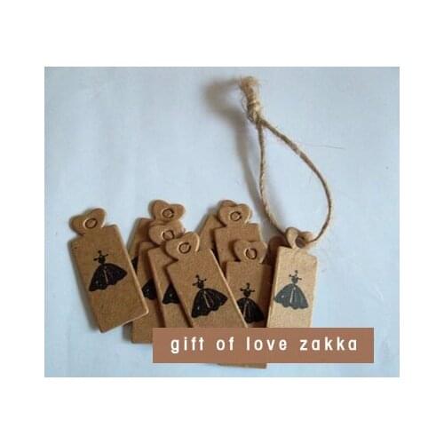 NEW wholesale DIY ZAKKA homemade vintage Kraft paper tags bookmark mood message card Little black dress 300pcs/lot 25x10x0.3mm