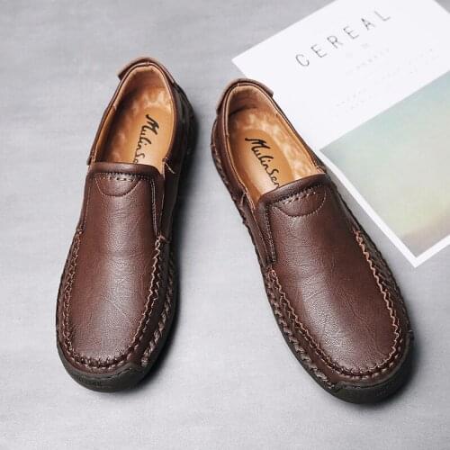 2019 spring and autumn new fashion mens shoes classic casual lightweight outdoor black driving shoes without laces large size