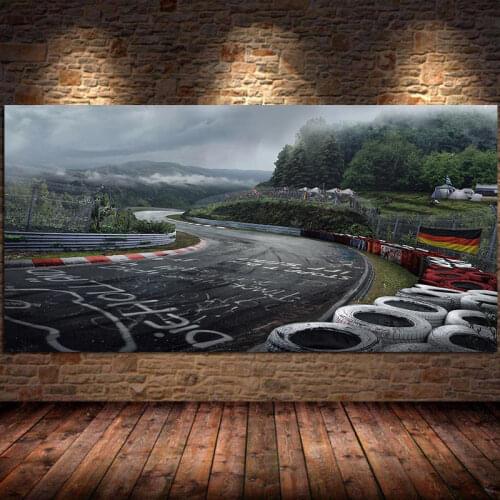 Nurburgring Rally Road Sports Car Track Canvas Painting Poster Prints Forest Landscape Wall Art for Living Room Cuadros Unframed