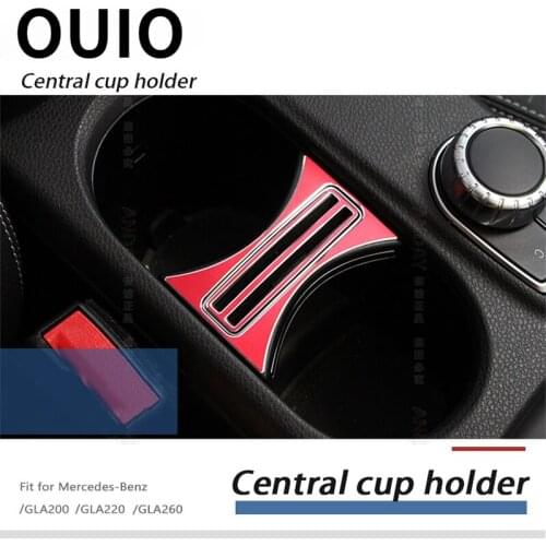 OUIO 1pcs Interior cup slot holder decor car sticker For Mercedes W169 W117 W156 A Class CLA GLA Accessories For Mercedes Benz
