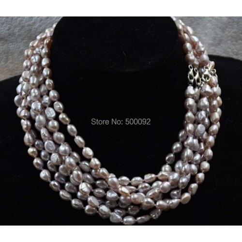 Baroque 6-7*7-9mm natural color genuine pearl necklace