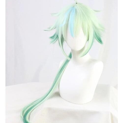 Sucrose Cosplay Wig Genshin Impact Green Mixed Long Straight Heat Resistant Synthetic Hair Halloween Carnival Party Wigs +WigCap