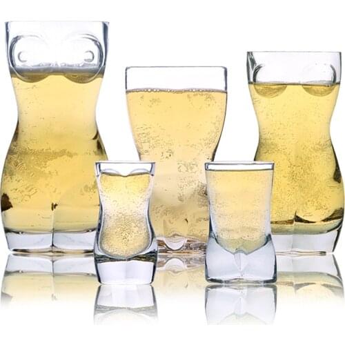30ml Mini Women Mens Personality Human Body Shape Transparent Glass Cups Beer Mug Body Cup Drink Cup Bar Nightclub Wine Glass