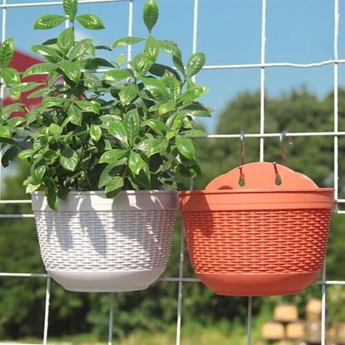 4 PCS/Set Plastic Wall Hanging Semicircular Innovative Imitation Rattan Wall Hanging Wall Flower Pot Plants Basket Home Decor