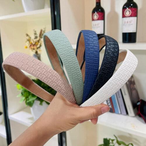 Women Girls Thin Pu Leather Plain Hairband Headband Adult Hair Accessories