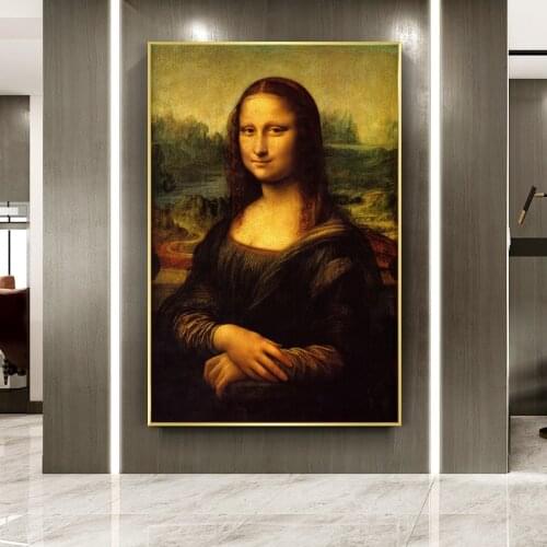The Smile of Mona Lisa Famous Art Canvas Paintings By Leonardo Da Vinci Wall Art Posters and Prints Pictures for Living Room