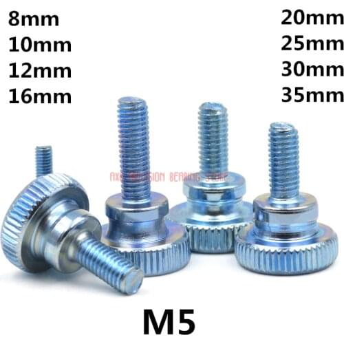 Carbon Steel thumb screw 10pcs GB834 M5 with collar high head with knurling manual adjustment screws bolt M5*(8/10/12~35)mm