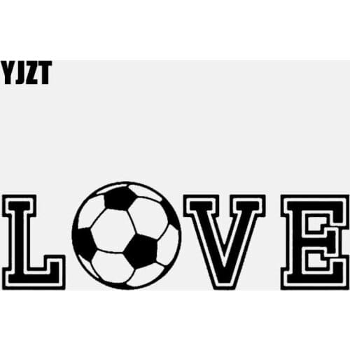 YJZT 13.3CM*4.2CM Love Football Vinyl Decal Car Sticker Soccer Sport Black/Silver C3-1637