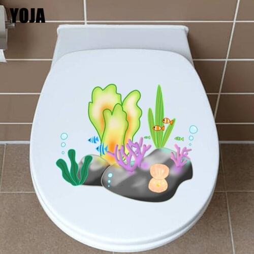 YOJA 22.5*19.4CM Cartoon Wall Sticker Toilet Decal Funny Living Room Home Decor Fish In The Deep Sea T3-0790