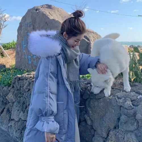 Women 2021 Winter Fashion Oversize Cotton-padded Jackets Female Big Fur Collar Hooded Coats Ladies Long Loose Warm Parkas U367