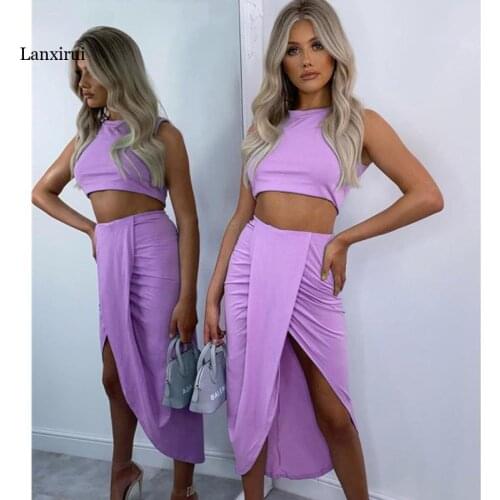 Pleated Sexy Bodycon Dress High Split Sleeveless Summer Party Dress Women Solid Midi Beach Casual Women Dress