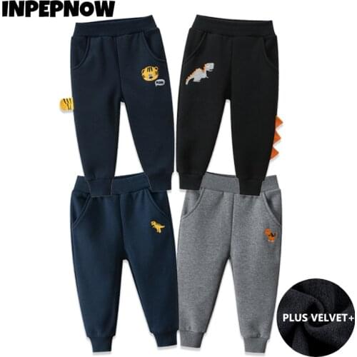 INPEPNOW 2021 Winter Sweatpants for Boys Long Warm Pants for Children School Girl Child Trousers Baby Clothes 1-9 Y Autumn CK104