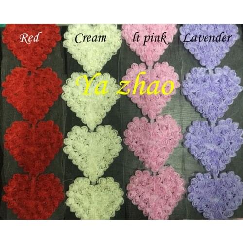 10cm Shabby Chiffon Heart Trim 15 yards, 120pcs heart/lot 7 color Free shipping
