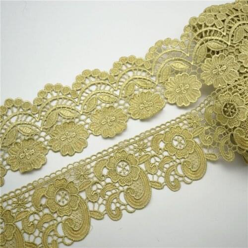 10yards Vintage Gold Embroidered Lace Edge Trim Ribbon Costume Decor Applique DIY Sewing
