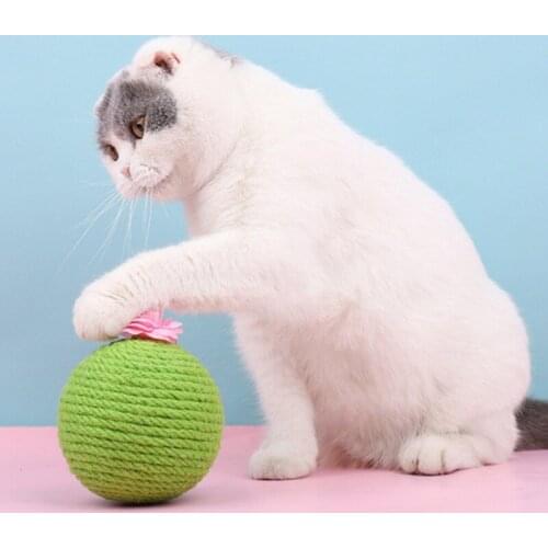 10x10cm Wear-Resistant Woven Sisal Cat Toys Scratch Cactus Ball Pet Interactive Toy Scratching Post Scratcher Board Pet Supplies