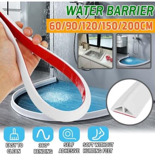 15mm Silicone Bathroom Water Stopper Blocker Shower Dam Non-slip Dry And Wet Separation Flood Barrier Door Bottom Sealing Strip