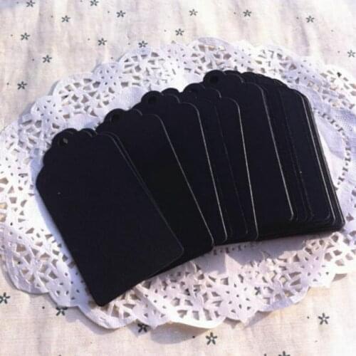 9 * 4.5 Cm Black Square Blank Kraft Paper Tags Jewelry Price Tags Gift Card Tags With Hemp Rope 200 Pcs/lot