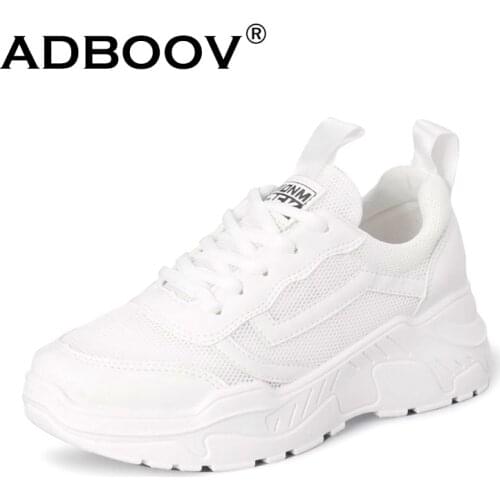 ADBOOV Breathable White Sneakers Women Comfortable Summer Casual Shoes Chunky Sneakers Trainers Ladies