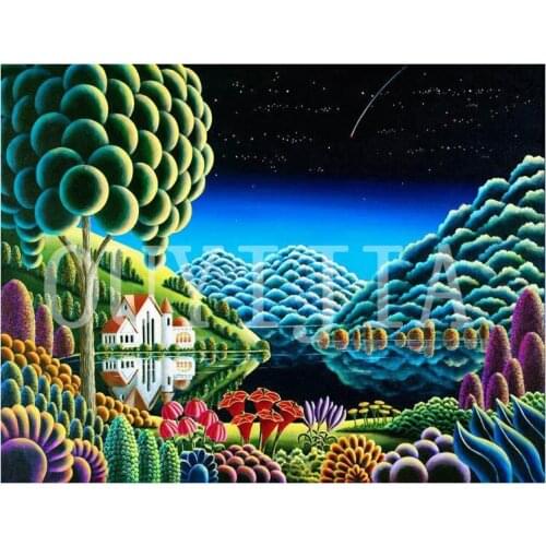 OUYIJIA5d DIY Diamond Painting Beautiful scenery Full Square Round Rhinestone Embroidery Cross Stitch Craft Tool Set A4 A5 Light