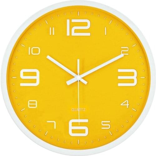 Large Digital Wall Clock Silent Nordic Creative Yellow Modern Home Simple Wall Clock