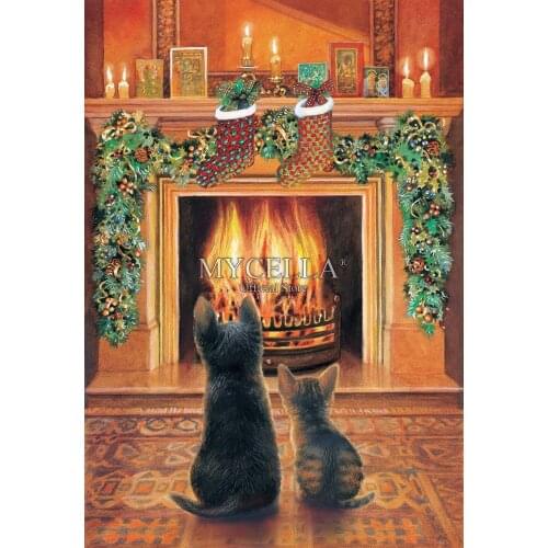 Cartoon Diamond Embroidery Animals 5D DIY Diamond Painting Holiday Cats Full Square Rhinestone Mosaic Christmas Gift Needlework