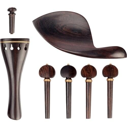 Ebony Violin Tuning Pegs Tailpiece Pegs Chinrest End Pin Kit for 4/4 violin