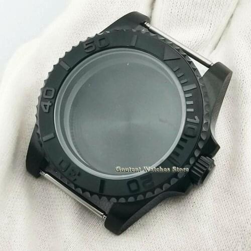 Goutent Black PVD Case 40mm Watch Case With Ceramic bezel For NH35 NH36,MIYOTA 8205/8215/821A,DG2813 3804,ETA 2836 Movement