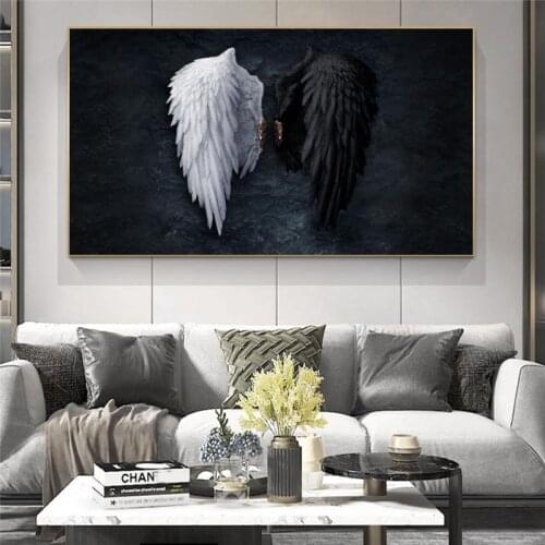 Black and White Angel wings Canvas Paintings on the Wall Art Posters and Prints Wings Abstract Wall Pictures Home Decoration