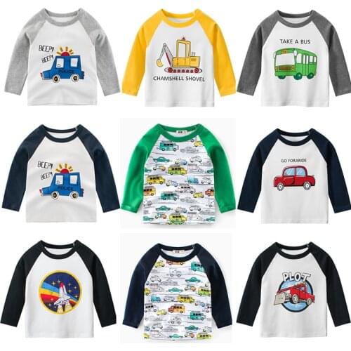 Long Sleeve Children T-Shirts Cotton Boys T Shirt Kids T Shirt Autumn Kids Girls Tops 2-7 Years Children Clothes Cartoon Car