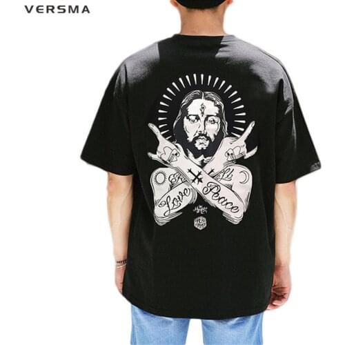 VERSMA 2021 Japanese Harajuku Spoof Jesus Religious Printed T-shirt Men Women Summer Vintage Loose Streetwear Punk Men Tops Tees