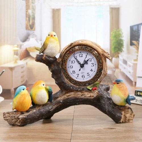 HOT NORDIC BIRD BRANCH TABLE CLOCK HOME DECORATION LIVING ROOM BEDROOM OFFICE TABLE WATCH MUTE RESIN DESK CLOCK DECORATION GIFT