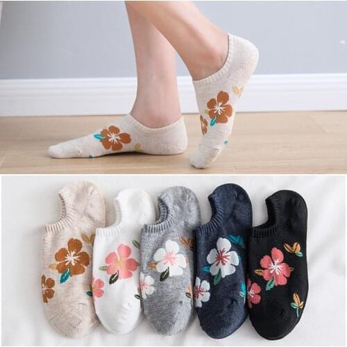 Hit sales Womens socks Invisible cute with print fashion Cotton short no-show happy Kawaii slippers summer Cheap things socks