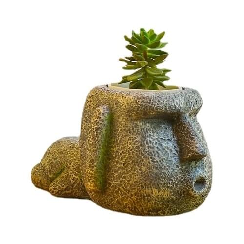 Stone Statue Man Flowerpot Decoration Resin Crafts Healing Wind Furnishings Creative Cute Storage Small Pen Holder