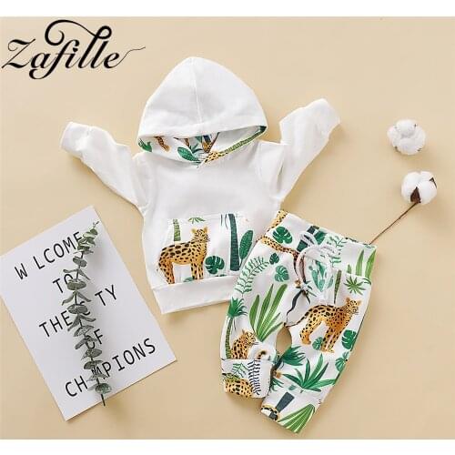 ZAFILLE Baby Boy Clothes Set Cotton Dinosaurs Baby Winter Clothes For Newborns Stripe Hooded Sweatshirt+Pants Baby Boy Outfits