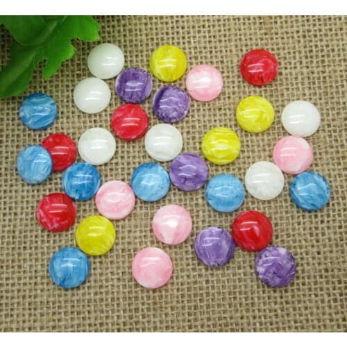 50Pcs Mixed 14mm Beautiful Round Resin Decoration Crafts Flatback Cabochon Scrapbook DIY Embellishments Accessories Buttons