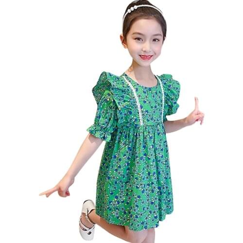 Summer Dress For Girls Floral Pattern Girls' Dresses Lace Floral Child Dress Summer Clothes Girl 6 8 10 12 14