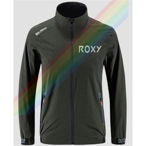 Ro-xy 2021 Classic Hot Sale Logo Slim Sport Jacket Mens Street Windbreaker Zipper Thin Jacket Casual Front Printing Jacket