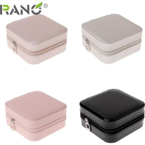 RANO JB20 Small Size Organizer Display Travel Case Portable Cosmetic Zipper Leather Storage Jewelry Box