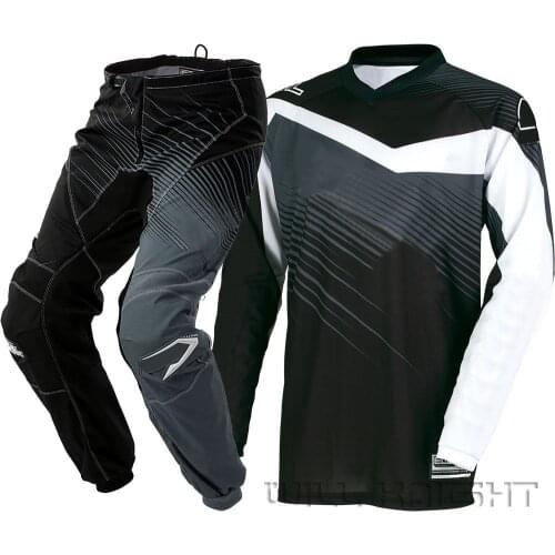 Motorcycle MTB Bike Off-road Motocross Rider Automotive Gear Set Moto Black White Suit