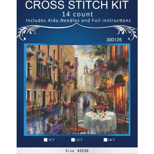 Oneroom Needlework,Venice Romantic Dinner 14CT Counted Embroidery, DIY DMC Cross stitch kits,Art Cross-Stitching Home Decor